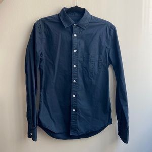 Rag & Bone Navy Blue Long Sleeve button button with white buttons